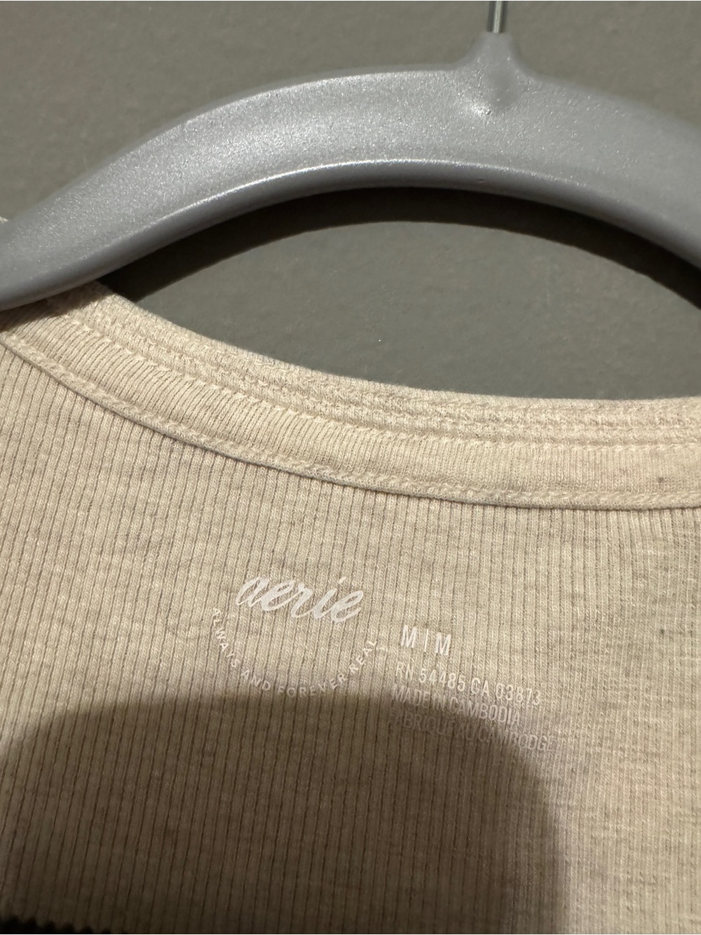 aerie Neutral Ribbed Crewneck Tank Top